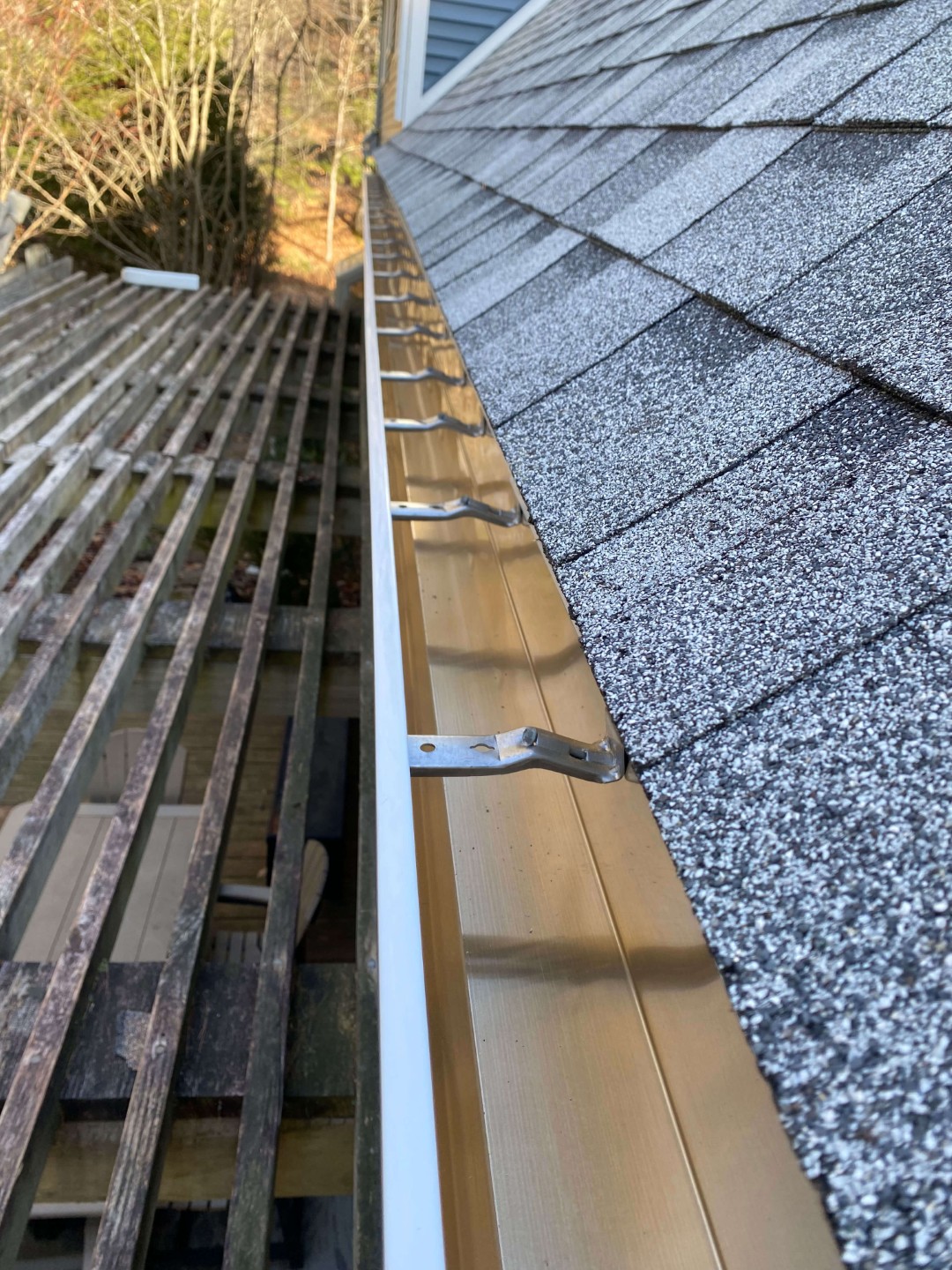 top view of a rain gutter installation