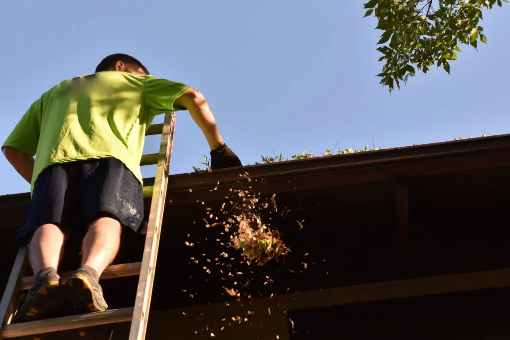 Cleaning out a gutter